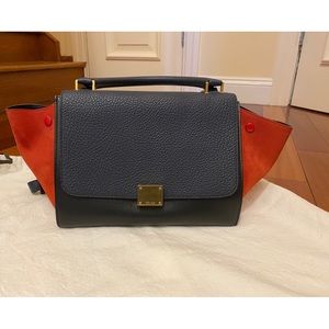 Celine Trapeze bag in Black, Navy and Orange